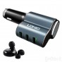 CARGADOR RAPIDO 3 USB 4.2A 12V + AURICULAR MANOS LIBRES BLUETOOTH LDNIO CM21