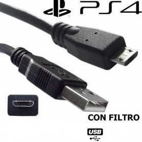 Cable Joystick Ps4 3mt Carga Dualshock 4 Micro Usb Con Filtro