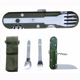 Set Cubiertos Plegable Camping Militar Supervivencia 7 En 1