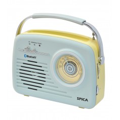 RADIO SPICA SP100 RETRO AM/FM BT USB BATERIA USB BATERIA INTERNA CELESTE