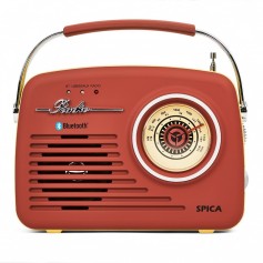 RADIO SPICA SP100R RETRO AM/FM BT USB BATERIA USB BATERIA INTERNA ROJO