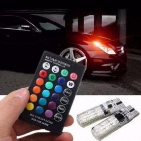 KIT LED MULTICOLOR T10 POSICION CON CONTROL REMOTO RGB X2 5W