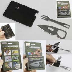 Tarjeta De Supervivencia Cuchillo Y Tenedor Con Funda P/Camping