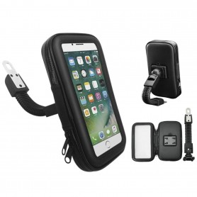 Soporte Con Funda Touch Celular Gps Impermeable Para Espejo De Moto Hasta 5.5 Pulgadas