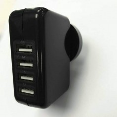 Cargador Adaptador De Pared 4 Puertos Usb 5V 3A Zapatilla Carga Rapida Negro Kolke