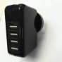 CARGADOR ADAPTADOR DE PARED 4 PUERTOS USB 5V 3A ZAPATILLA CARGA RAPIDA NEGRO KOLKE